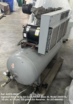 10 hp Air Compressor Ingersoll Rand, Model 2545E10, 120 gallon Tank Mounted