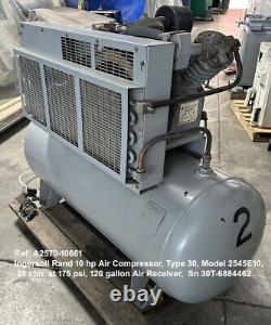 10 hp Air Compressor Ingersoll Rand, Model 2545E10, 120 gallon Tank Mounted