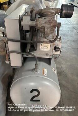 10 hp Air Compressor Ingersoll Rand, Model 2545E10, 120 gallon Tank Mounted