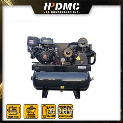 13HP Gas Air Compressor 30 Gal Horizontal ASME Tank Piston Pump 180 PSI 24 CFM