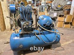 20 HP Quincy Air Compressor QR-25 Horizontal Series Model 390 with 20 HP GE Moto