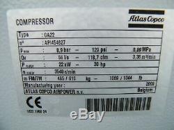 2008 Atlas Copco GA22FF 30 hp rotary screw air compressor dryer kaeser Sullair