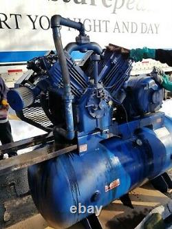 25 HP Quincy Air Compressor Horizontal Model 5120, 200 gallon tank Baldor Motor