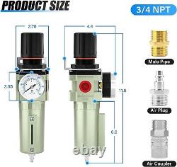 3/4 NPT Industrial Air Filter with Manual Drain and 5 Micron Particulate Filter