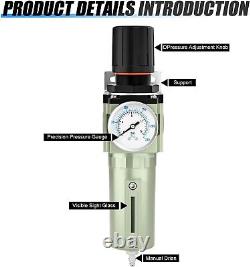 3/4 NPT Industrial Air Filter with Manual Drain and 5 Micron Particulate Filter