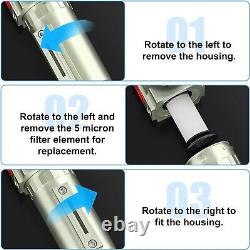 3/4 NPT Industrial Air Filter with Manual Drain and 5 Micron Particulate Filter