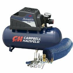 3 Gallon Portable Compressor Pancake Oilless Pump 110 Psi Air Hose Inflation Gun