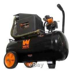 6 gal. Oil-lubricated portable horizontal air compressor wen electric tank hot