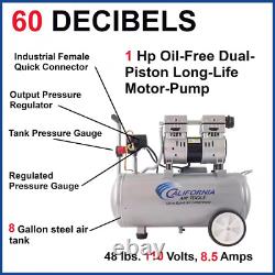 8.0 Gal. 1.0 HP Ultra Quiet and Oil-Free Electric Air Compressor