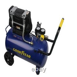 8 Gallon Quiet Oil-Free Horizontal Air Compressor Portable Handle and Wheels NEW