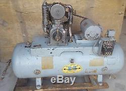 80 Gal Horizontal 2 Stage Twin Cylinder 5 HP Used Compressor, 3 Phase