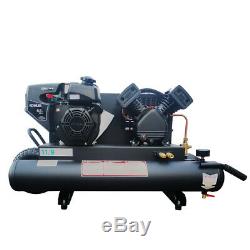 9 Gal. 6.5 HP Portable Gas-Powered Twin Stack Air Compressor 125PSI Horizontal