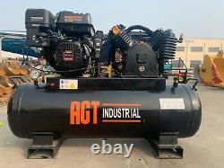 AGT 40 Gallon 2-stage Air Compressor 9HP OHV Engine Truck Mounted Horizontal Tan