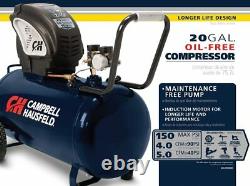 Air Compressor Portable Horizontal 20 Gallon Oil-Free 4 CFM @ 90 PSI 150 PSI