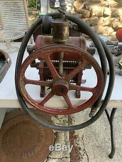 Antique Air Compressor Steampunk Machine Oiler & Flywheel Hit & Miss Works Great