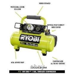 CORDLESS AIR COMPRESSOR RYOBI PORTABLE 1 Gallon Hot Dog Tank Electric Horizontal
