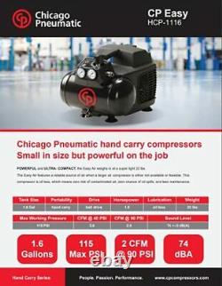 Chicago Pneumatic HCP-1116-1.5 HP 120 Volt Electric 1.6 Gallon Horizontal Air Co