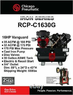 Chicago Pneumatic RCP-C1630G 16Hp Gas 2Stage 35CFM Truck mounted Air Compressor