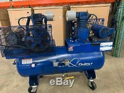 Duplex Quincy QT-5 Piston Two Stage Air Compressor with 120 Gallon Air Tank