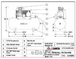 FS Curtis CT Simplex Horizontal Tank Mounted Compressor 10 hp 3/60/200-208