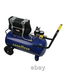 Goodyear 8 Gallon Quiet Oil-Free Horizontal Air Compressor Handle and Wheels USA
