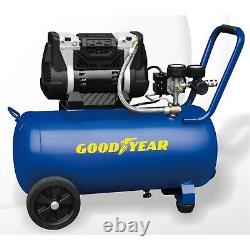 Goodyear 8 Gallon Quiet Oil-Free Horizontal Air Compressor Handle and Wheels USA