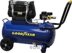 Goodyear. 8 Gallon Quiet. Oil-Free Horizontal Air Compressor. Portable Handle