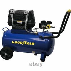 Goodyear. 8 Gallon Quiet. Oil-Free Horizontal Air Compressor. Portable with Hand