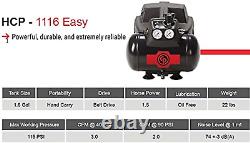HCP-1116-1.5 HP 120 Volt Electric 1.6 Gallon Horizontal Air Compressor Max 115 P