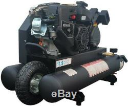 Industrial Piston Pump Air Compressor, 6.5 HP & Two 9.5 Gallon Horizontal Tanks