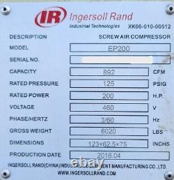 Ingersoll rand air compressor, 200HP Air Compressor, Screw compressor, EP200