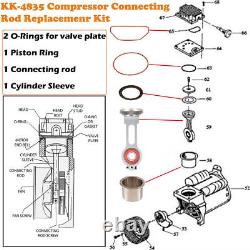 KK-4835 Compressor Piston Connecting Rod Replacement Kit Fit for Sears Craftsman