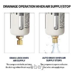 Portable Air Compressor Filter and Regulator with Semi-Auto Drain 158 CFM Flow