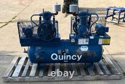 Quincy Dual Stage Compressors, 2 Units 3 HP Qt-5, 135 Psi, 80 Gallon Tank