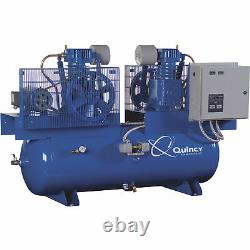 Quincy Duplex Air Compressor- 7.5 HP 230V 1 Phase 120 Gallon Horizontal
