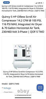 Quincy air compressor oilless
