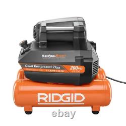 RIDGID 200PSI 4.5 Gal Tank Portable Electric Quiet Air Compressor with Power Cord