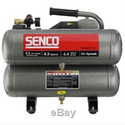 SENCO 2.5 HP 4.3 Gallon Oil-Lube Twin Stack Air Compressor PC1131 New