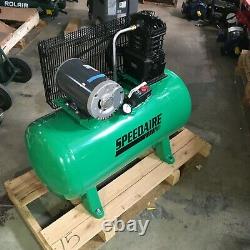 SPEEDAIRE 4B237 Electric Air Compressor 3 HP 1 Stage Horizontal 30 gal DENTS