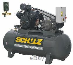 Schulz Air Compressor 10hp 120 Gallons Horizontal Tank 208-230-460 Volts