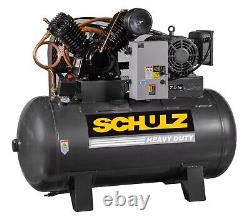 Schulz Air Compressor, 7.5hp, Single Phase, Horiz 80 Gal Tank, 30cfm, 175 Psi