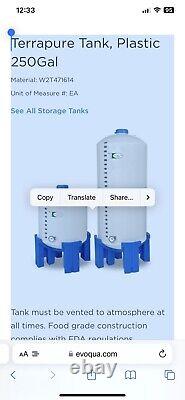 TERRA PURE 250 Gallon Storage Tank-Food Grade Complies With FDA Regulations